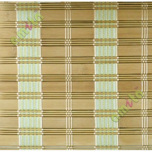 Rollup  mechanism green beige colour stripes pure natural bamboo blind